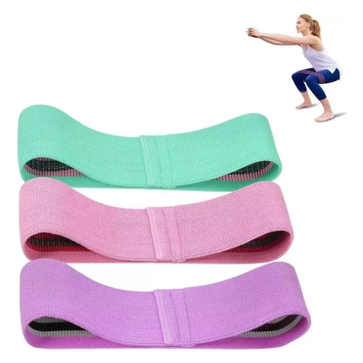 Set de 3 Bandas tela Elásticas de Fitness